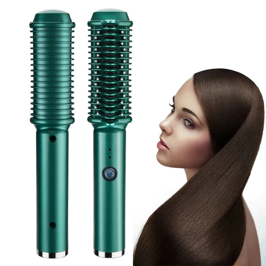 2-in-1 Electric Hair Straightener & Curling Comb | Dual-Purpose Styling Tool