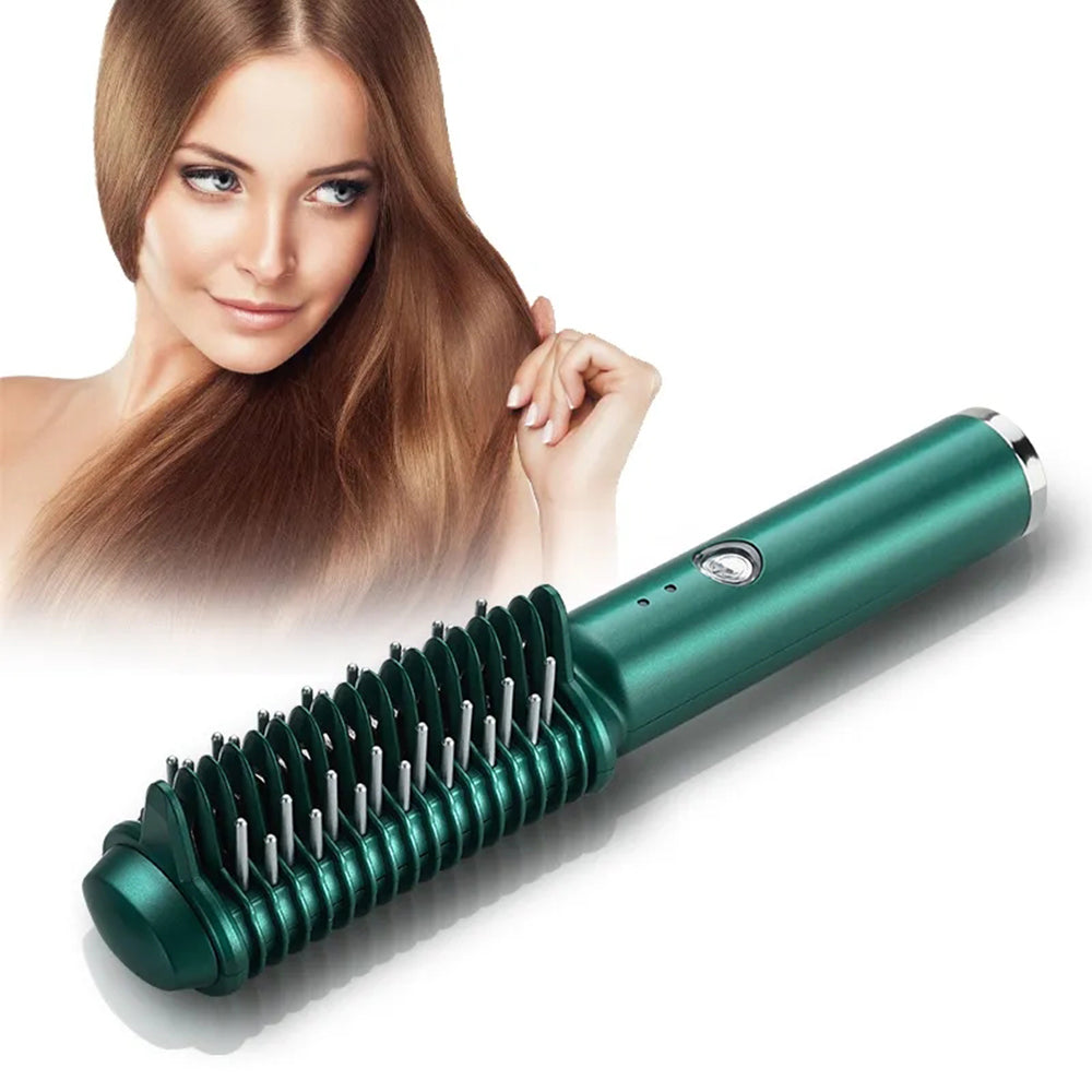 2-in-1 Electric Hair Straightener & Curling Comb | Dual-Purpose Styling Tool