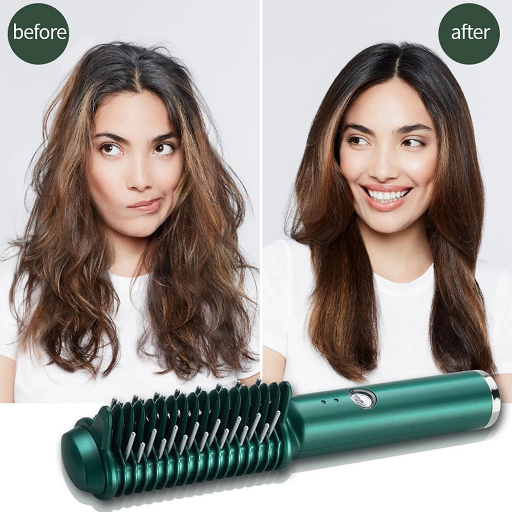 2-in-1 Electric Hair Straightener & Curling Comb | Dual-Purpose Styling Tool