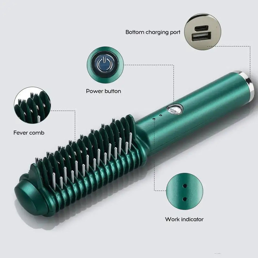 2-in-1 Electric Hair Straightener & Curling Comb | Dual-Purpose Styling Tool