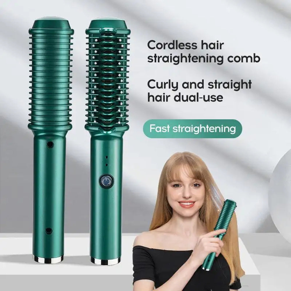 2-in-1 Electric Hair Straightener & Curling Comb | Dual-Purpose Styling Tool